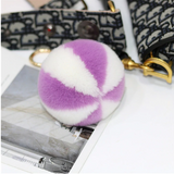 Christmas Ball - Rabbit Fur - Ivory and Purple