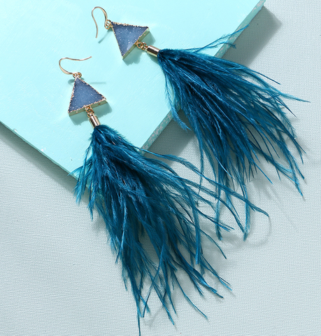 Earrings - Danica Druzy Teal Blue