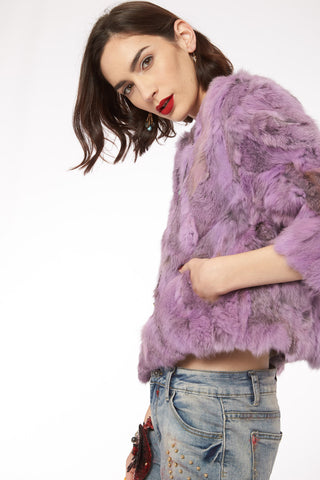 Dora - Rabbit Fur Jacket in Lavender