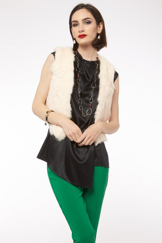 Julia – Short Rabbit Fur Vest in Ivory