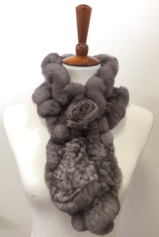 Alexis - Flower Ruffle Scarf in Duo Tone Taupe