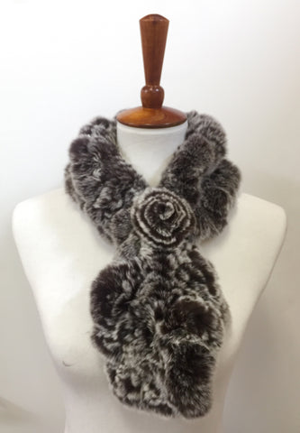 Alexis - Flower Ruffle Scarf in Duo Tone Brown