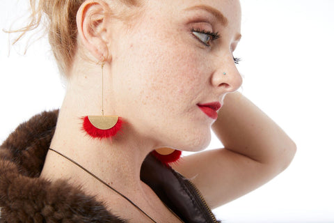 Karen Mink Earrings - Red