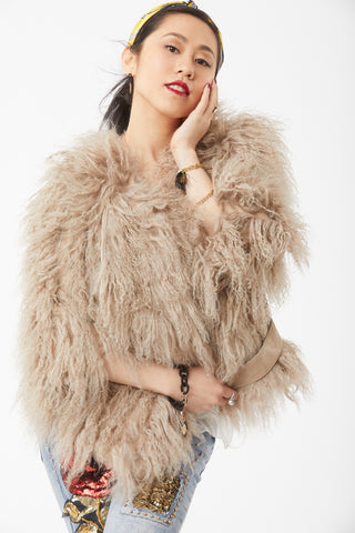 Katerina Coat - Mongolian Fur - Beige