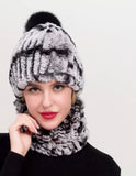 Beanie and Neck Warmer Set - Multi grey and black