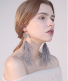 Paloma Feather & Druzy Earrings - Silver