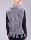 Karina - Vest Knitted Rabbit Fur Trim Lavender