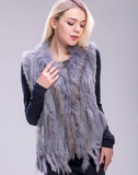 Karina - Vest Knitted Rabbit Fur Trim Lavender