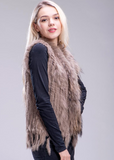 Karina - Vest Knitted Rabbit Fur Trim in Mocha
