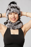 Beanie and Neck Warmer Set - Multi grey and black