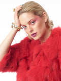 Bambi - Fox Fur Jacket in Cherry Red